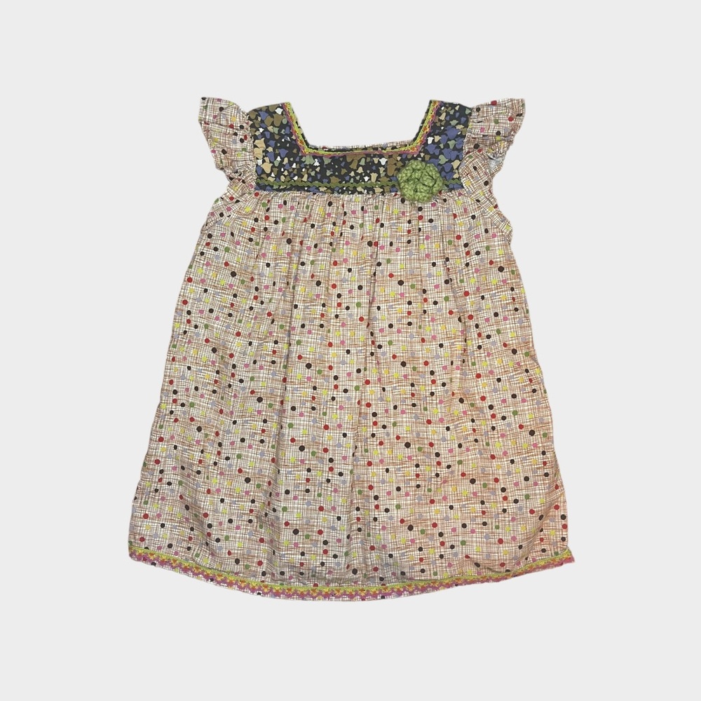 Misha Lulu Colorful Polkadot Ruffle Cap Shoulder Tunic Top